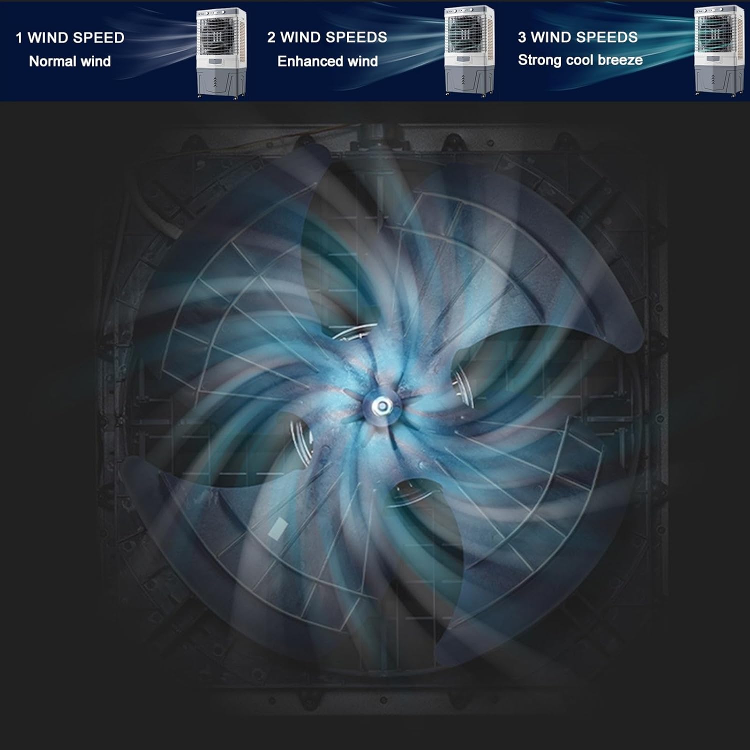 Portable Air Conditioners, Evaporative Air Cooler, 3-IN-1 Portable AC, 12 Hours Timer, 3 Wind Speeds, Double Water Tank, for Outdoor Indoor Use(110cm/43.3in)