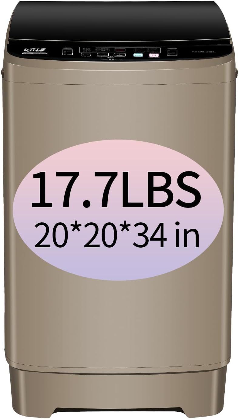 17.7 lbs Portable Washer Drain Pump, 10 Programs & 8 Water Levels Selections, Full Automatic Washing Machine with LED Display, Ideal for Camping, Apartment, Dorm, Gold