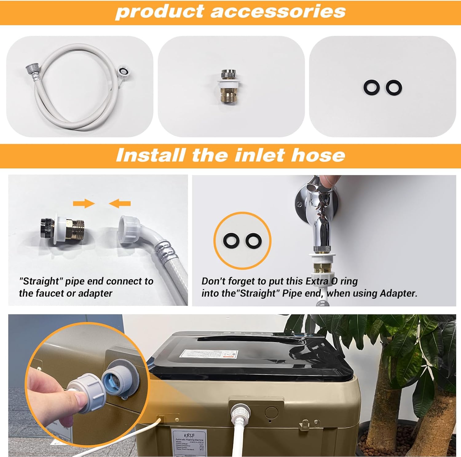 Portable Washing Machine, 17.7lbs Full-Automatic Small Washing Machine for Apartment, 10 Wash Programs with Drain Hose Dorm Size Portable Washer for RV, Home, College, Gold