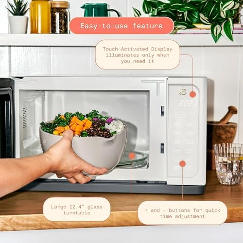 Beautiful 1.1 Cu Ft 1000W Sensor Microwave Oven Compact Countertop with Smart Sensor Cooking, 10 Power Levels & Easy Clean Interior – Perfect for Quick Meals, Office & Holiday Hosting