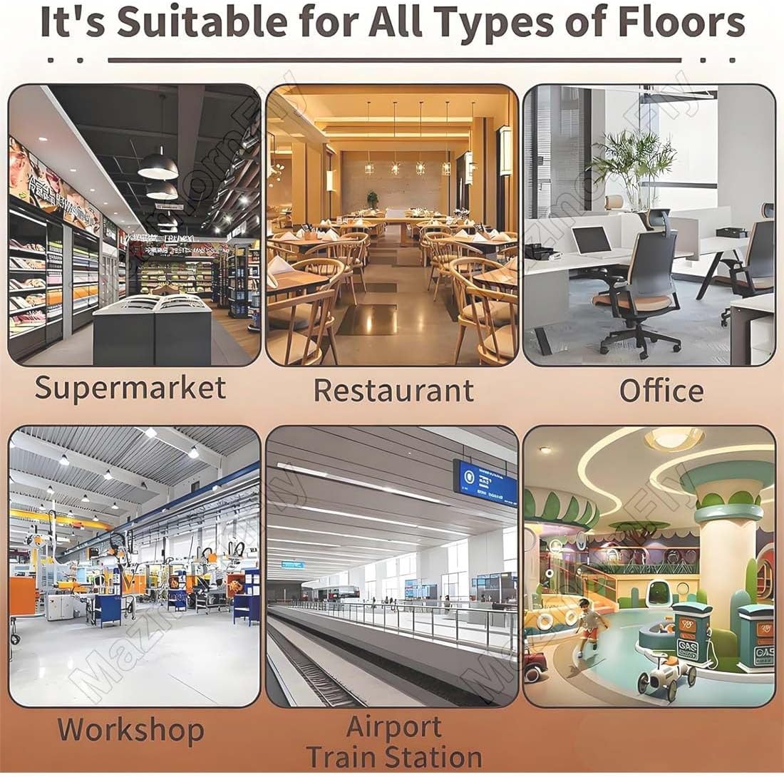 Professional Floor Scrubber, Electric Carpet Spin Cleaner Polisher Buffer, 43 cm Cleaning Width, 1200 m²/h Cleaning Capacity, 240 RPM Deep Cleaning, Dual Brushes Red