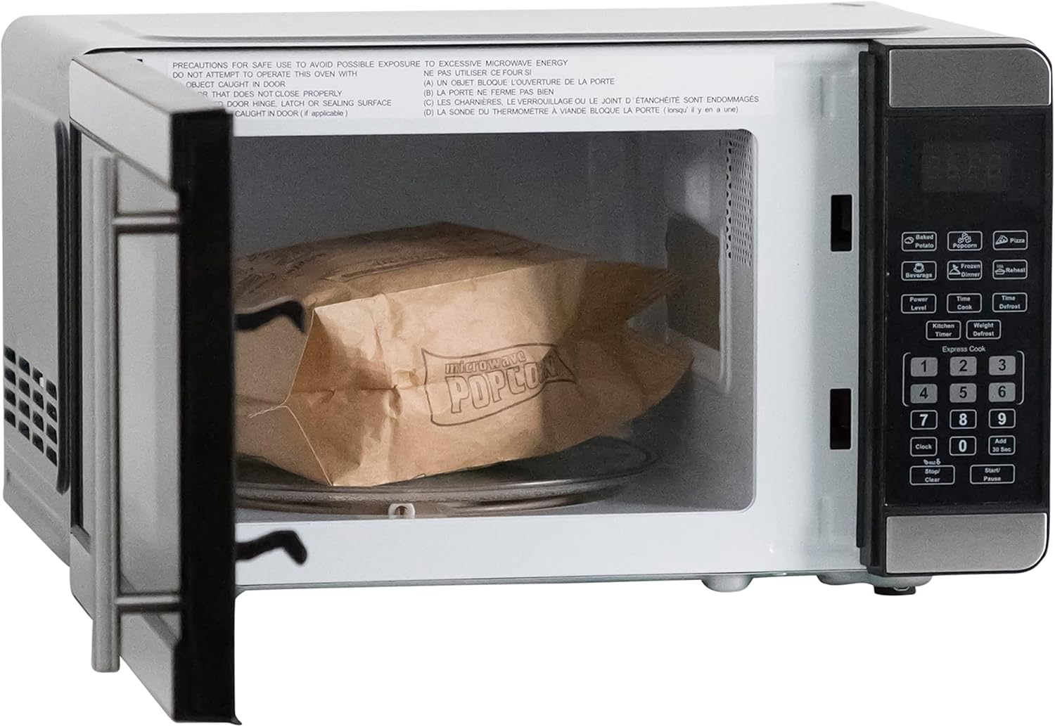 West Bend Microwave Oven 700-Watts Countertop Compact Footprint with 6 Pre Cooking Settings, Speed Defrost, Electronic Control Panel and Glass Turntable Perfect for Small Spaces, 0.7-Cu.Ft., Metallic
