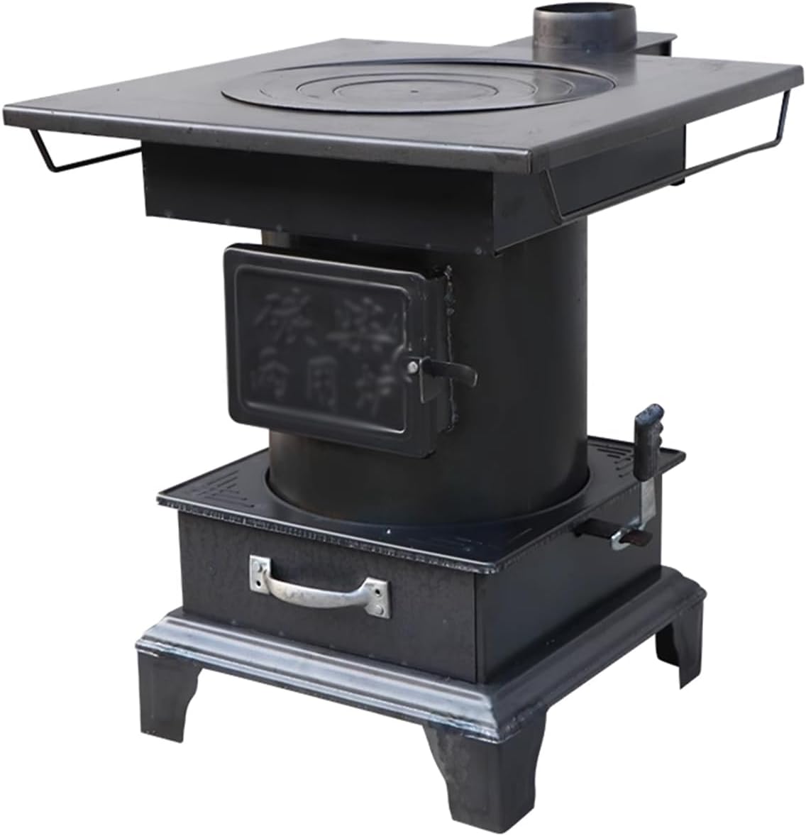 Wood Stove, Multifunctional Portable Iron Firewood Cooking Stove, Mobile Camping Stove, for Indoor and Outdoor Camping Fire Heating