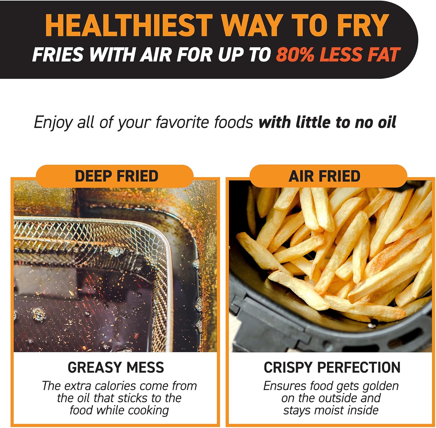 Gourmia Air Fryer Oven Digital Display 8 Quart Large AirFryer Cooker 12 Touch Cooking Presets, XL Air Fryer Basket 1700w Power Multifunction GAF838 Black and stainless steel air fryer