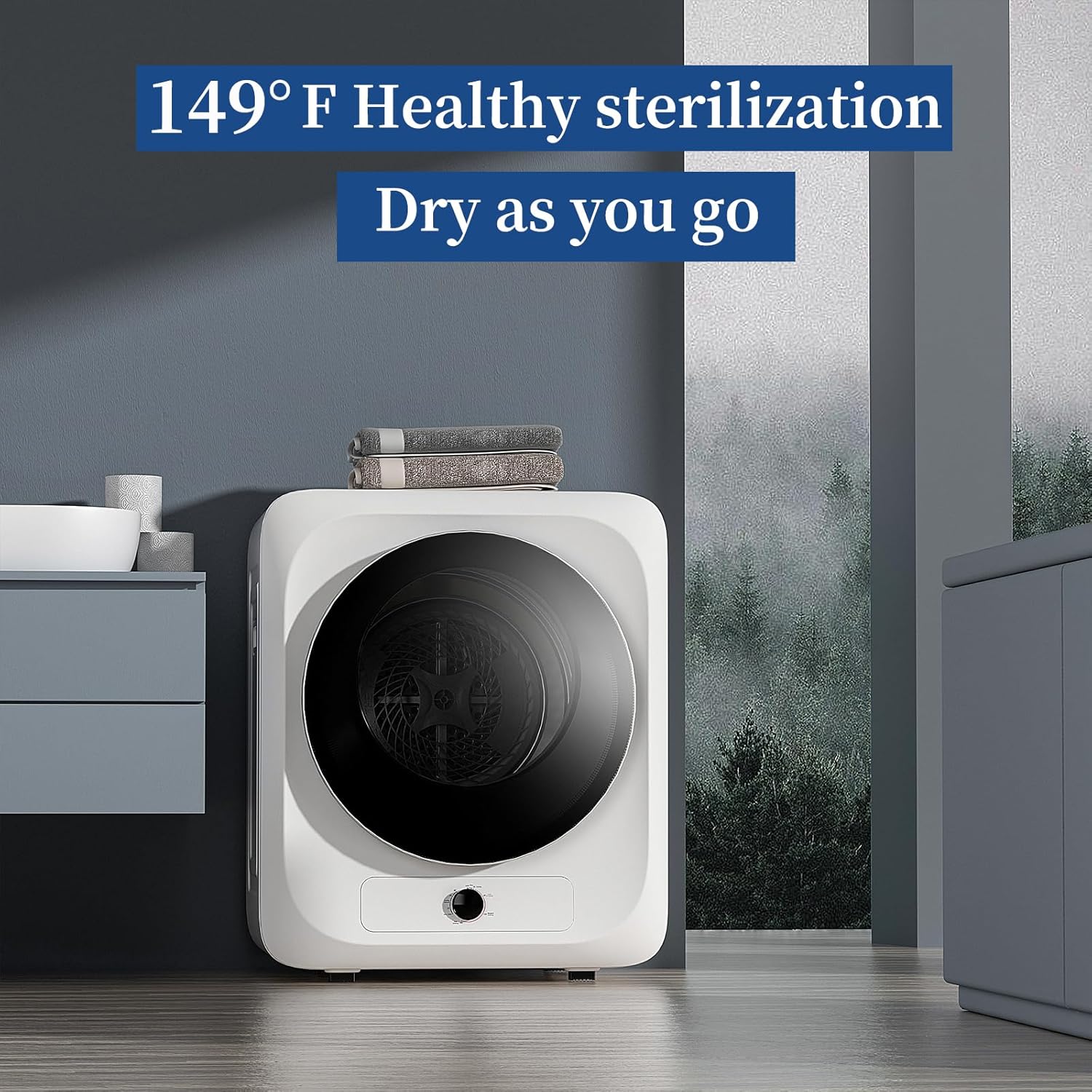 VCJ Portable Clothes Dryer for Apartment, 10lbs Compact Electric Laundry Dryer with Stainless Steel Tub, 1.5 cu.ft Suitable for Apartments, Dorm, RVS