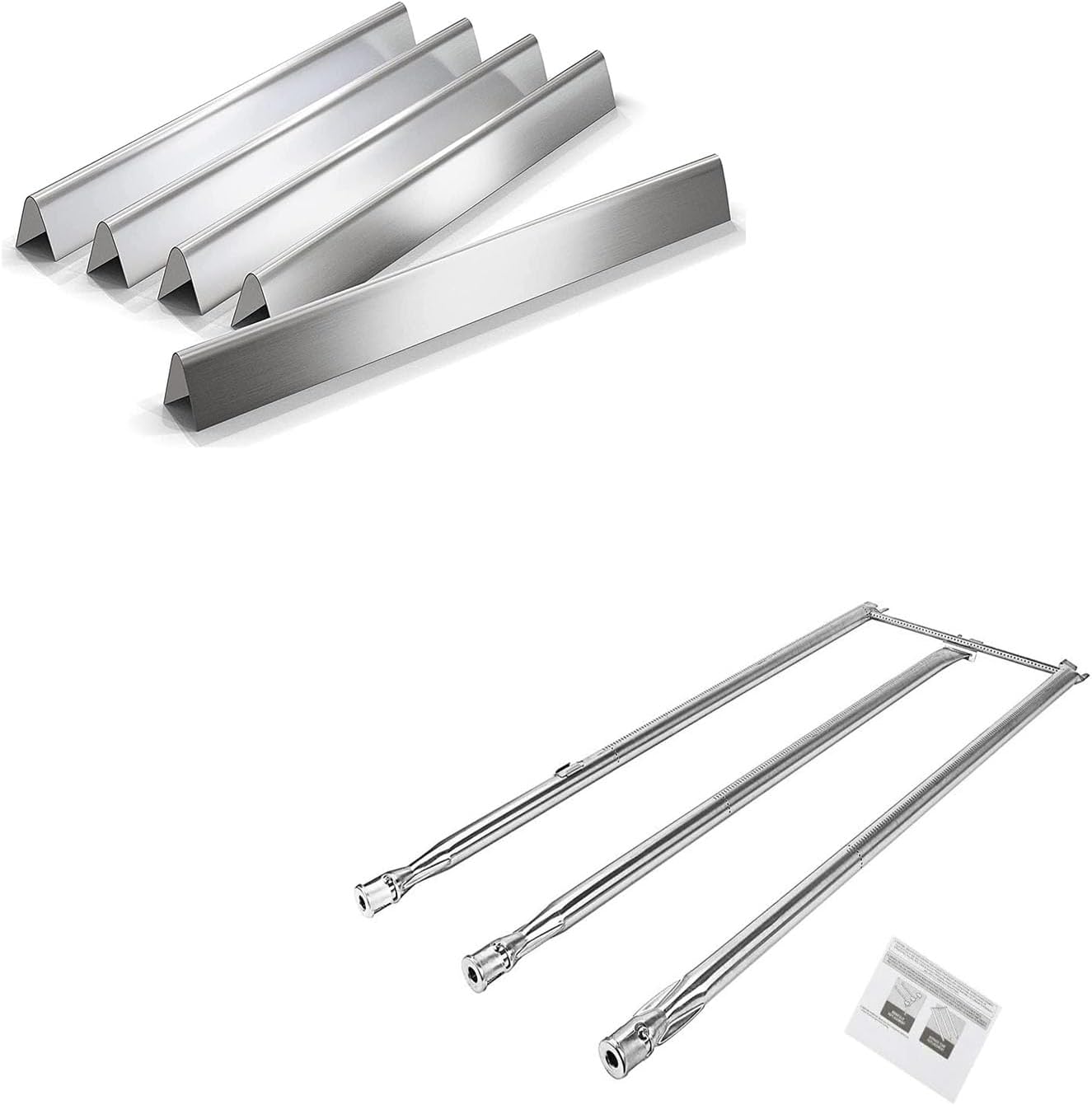 QuliMetal 24.5 Inch Flavorizer Bars and 304 Stainless Steel Grill Burner for Weber Genesis 300 Series, Genesis E310 E320 S310 S320 EP310 EP320