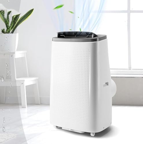 14000 BTU Portable Air Conditioner with 3-in-1 Cooling and Dehumidifying Functions, Fan Modes, Quiet Operation, Self-Evaporative, Energy-Efficient, Easy Install, Remote Control, 24-Hour Timer