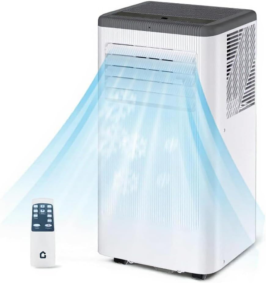 8,000 BTU Portable Air Conditioner, Smart Control, Cools up to 420 Sq. Ft., with Dehumidifier & Fan mode, Easy- to-use Remote Control for Bedroom/Dorms/Indoor Rooms, White