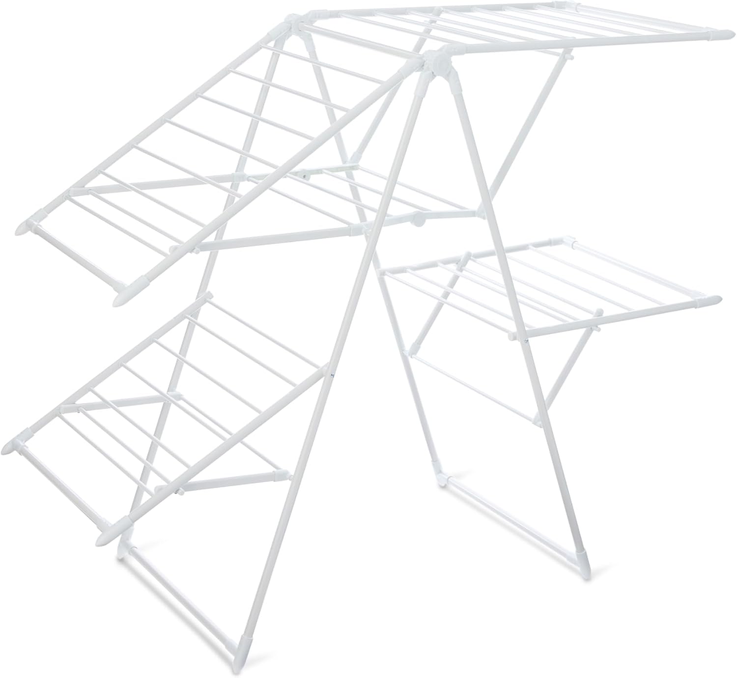 Amazon Basics Foldable 4-Wing Metal Clothes Drying Rack, 61x23.6x49.6 inches, White