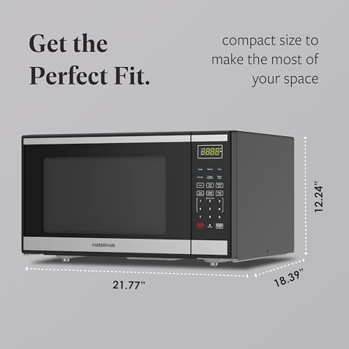 Farberware 1.6 Cu. Ft. Countertop Microwave Oven – 1100 Watts Power, Auto Cook Settings, Defrost, Easy Clean and Child Safety Lock - Stainless