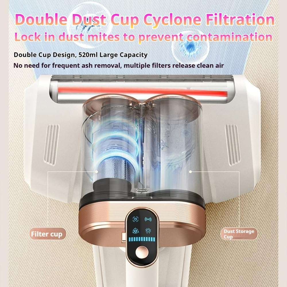 Amroo Bed Vacuum, Amroo Mattress Vacuum, with 253.7nm Uv-C Light, 16kpa Strong Suction, Hepa Filter, Effectively Clean Up Bed/Mattress/Sofa/Carpet (Yellow)