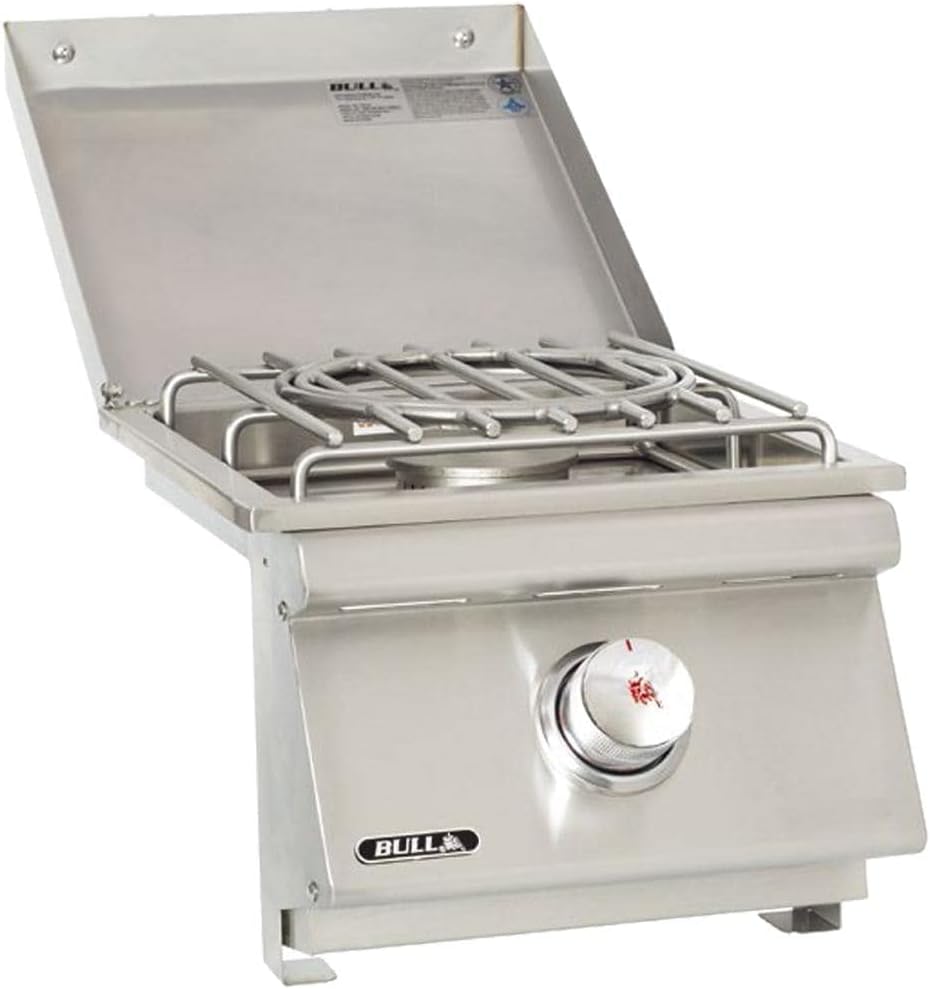 Bull Slide-in Pro Propane Gas Side Burner W/Stainless Steel Lid - 60018