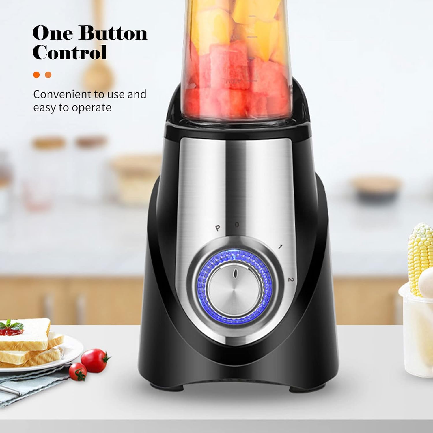 Blender, 350W Electric Fruit Mixer with Lids, Multifunctional Food Processing Blender Low Noise Countertop Blender for Home, Fruits, Vegetables(Three Cup)