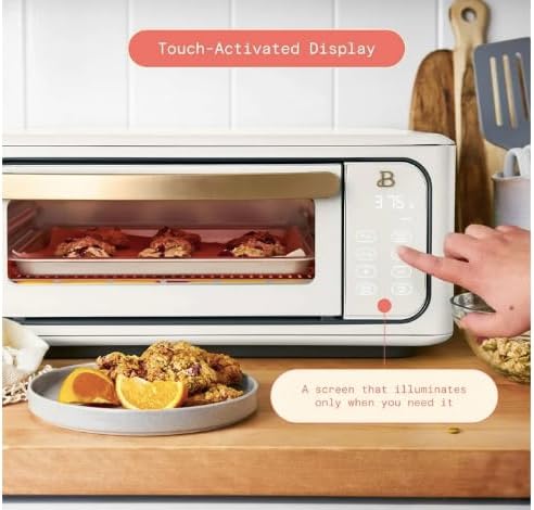 Beautiful Infrared Air Fry Toaster Oven, 9-Slice, 1800 W, by Drew Barrymore (White)