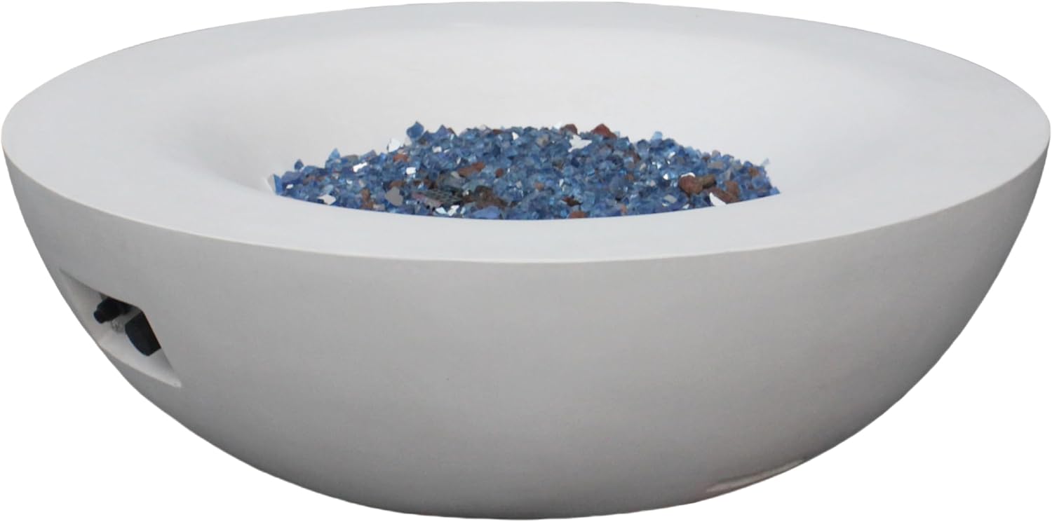 42 Inch Outdoor Concrete Propane Gas Fire Pit Bowl in Antique White Color