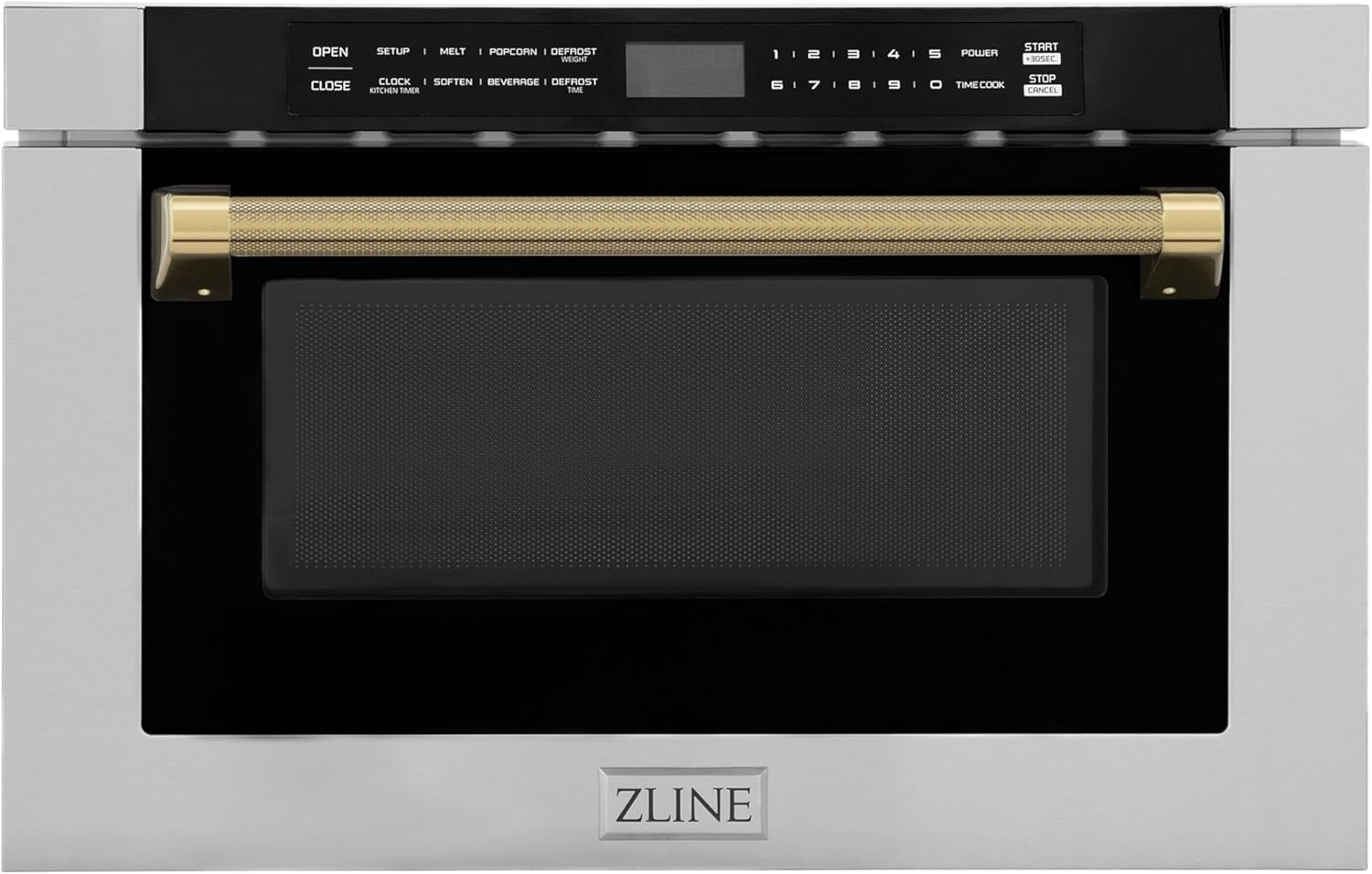 ZLINE Autograph Edition 24 in. 1.2 cu. ft. Built-in Microwave Drawer in Stainless Steel and Polished Gold Helix Handle (MWDZ-1-H-KG)