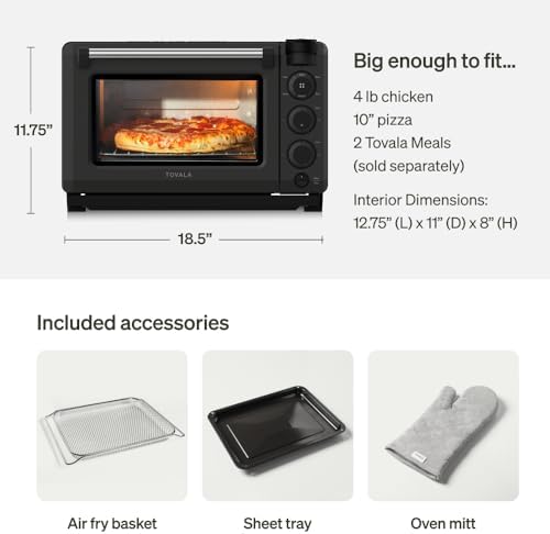 Tovala Smart Oven Pro, 6-in-1 Countertop Convection Oven - Steam, Toast, Air Fry, Bake, Broil, and Reheat - Smartphone Control Steam & Air Fryer Oven Combo