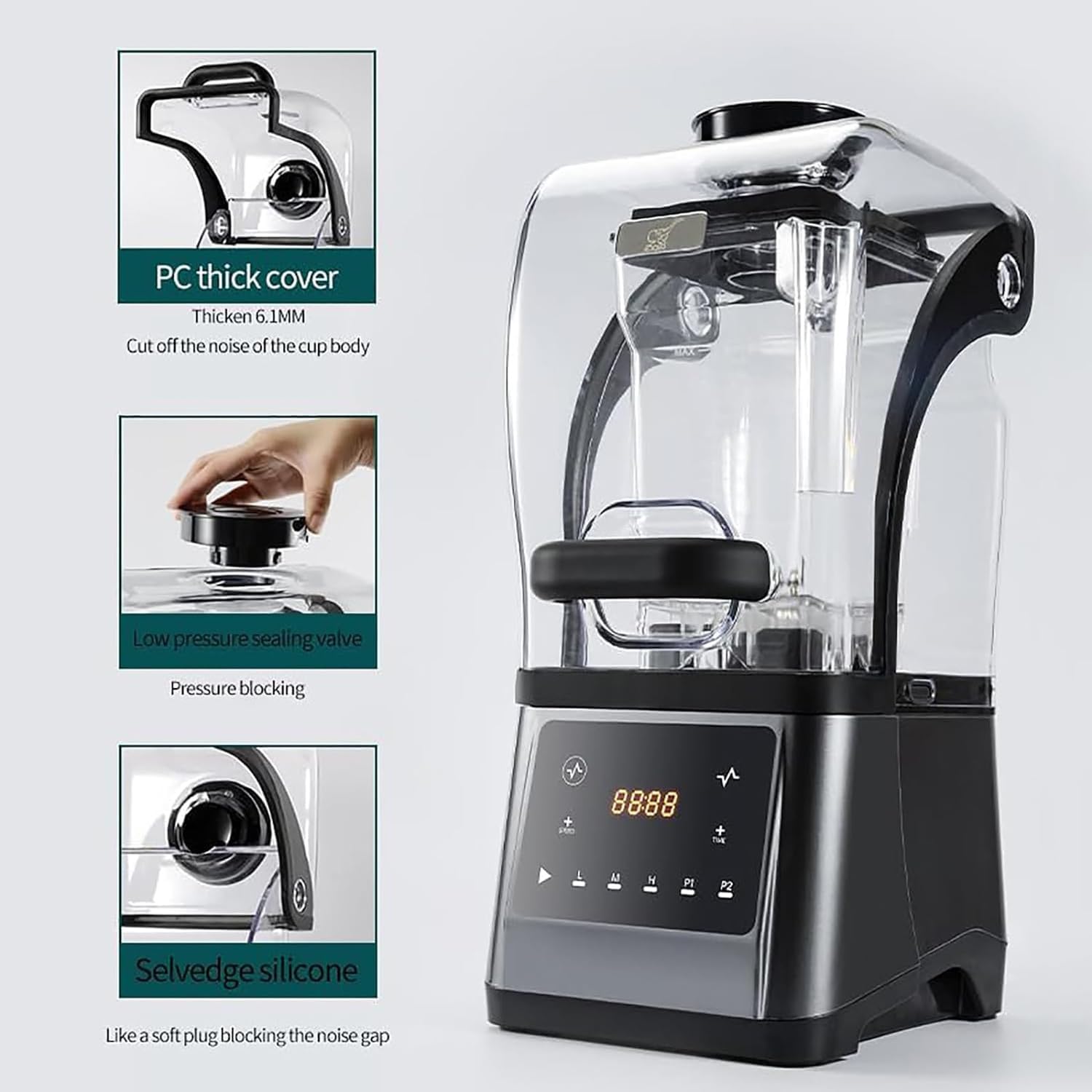 Smoothie Blender,1800W Commercial Countertop Multiple Speed Smoothie Blender,1.6L High Speed Smoothie Maker,Household Quiet Blender,for Puree, Crush Ice, Smoothies