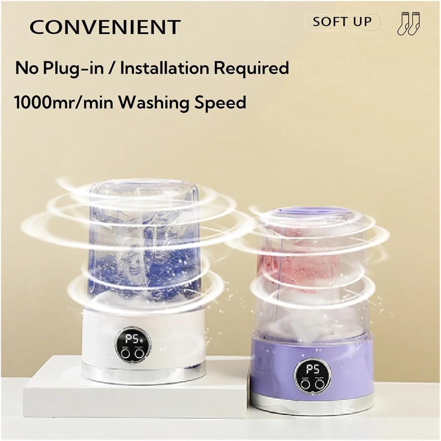 Mini Rechargeable Washing Machine Underwear Travel Portable Small Socks Washing Machine Dehydratable Portable Laundry Bucket,for Travel,Camping, RV & Dorms