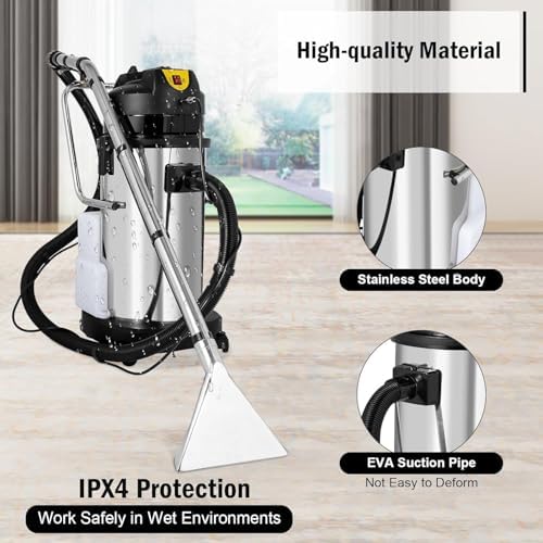 Portable Commercial Carpet Cleaning Machine - Vacuum Extractor & Shampooer for Sofas, Curtains, & Carpets - 60L Floor Scrubber & Dust Extractor for Home & Office