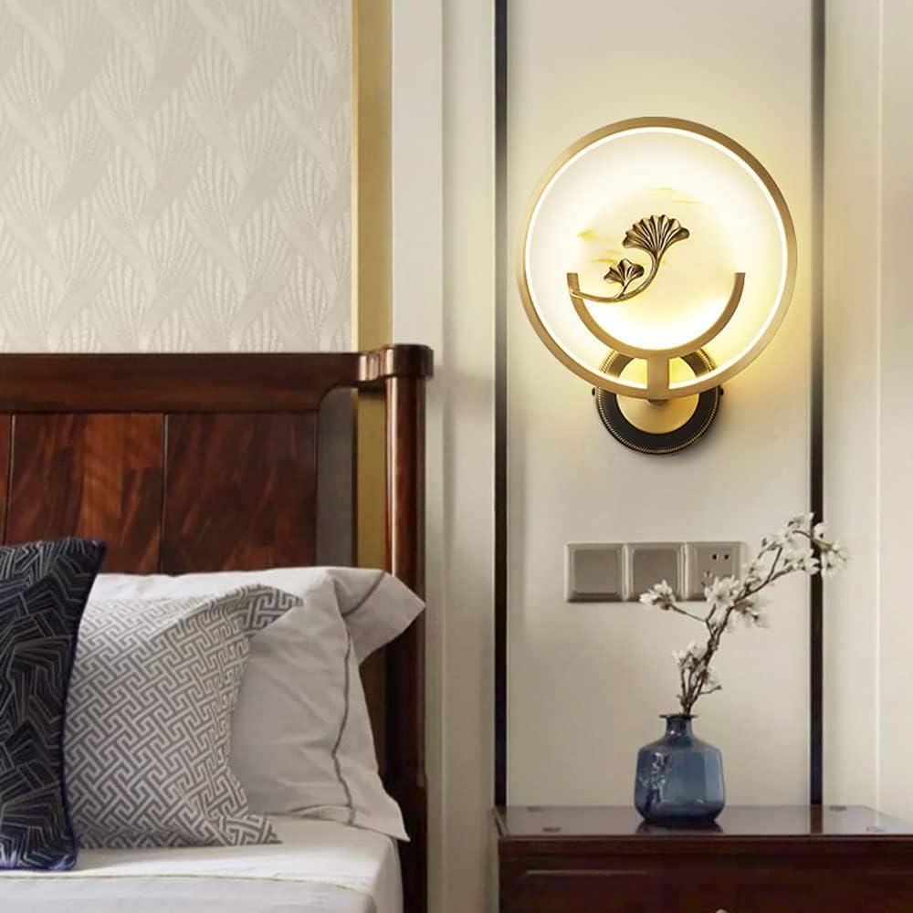 Wall Light Indoor Brushed Brass Circular Sconce Modern Marble LED Lamps Living Room Study Lighting Bedroom Hallway Lights,Household