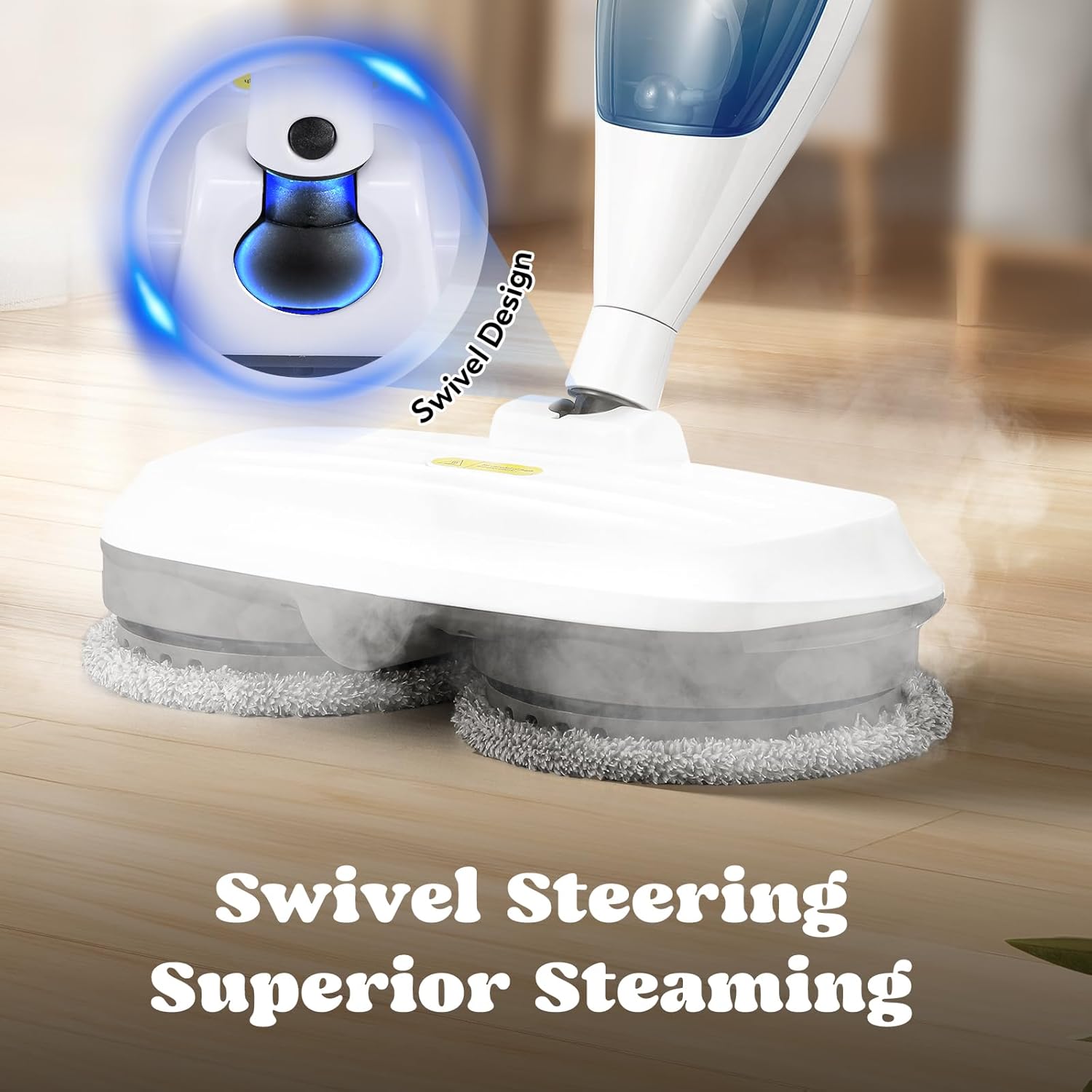 Moongiantgo Scrubbing Steam Mop for Hardwood Floors, Handheld Spin Mop with 3 Steam Modes Rotating Mop Pads, Electric Floor Scrubber Machine Detachable Steam Cleaner Mop for Grout and Tile Floors (A)