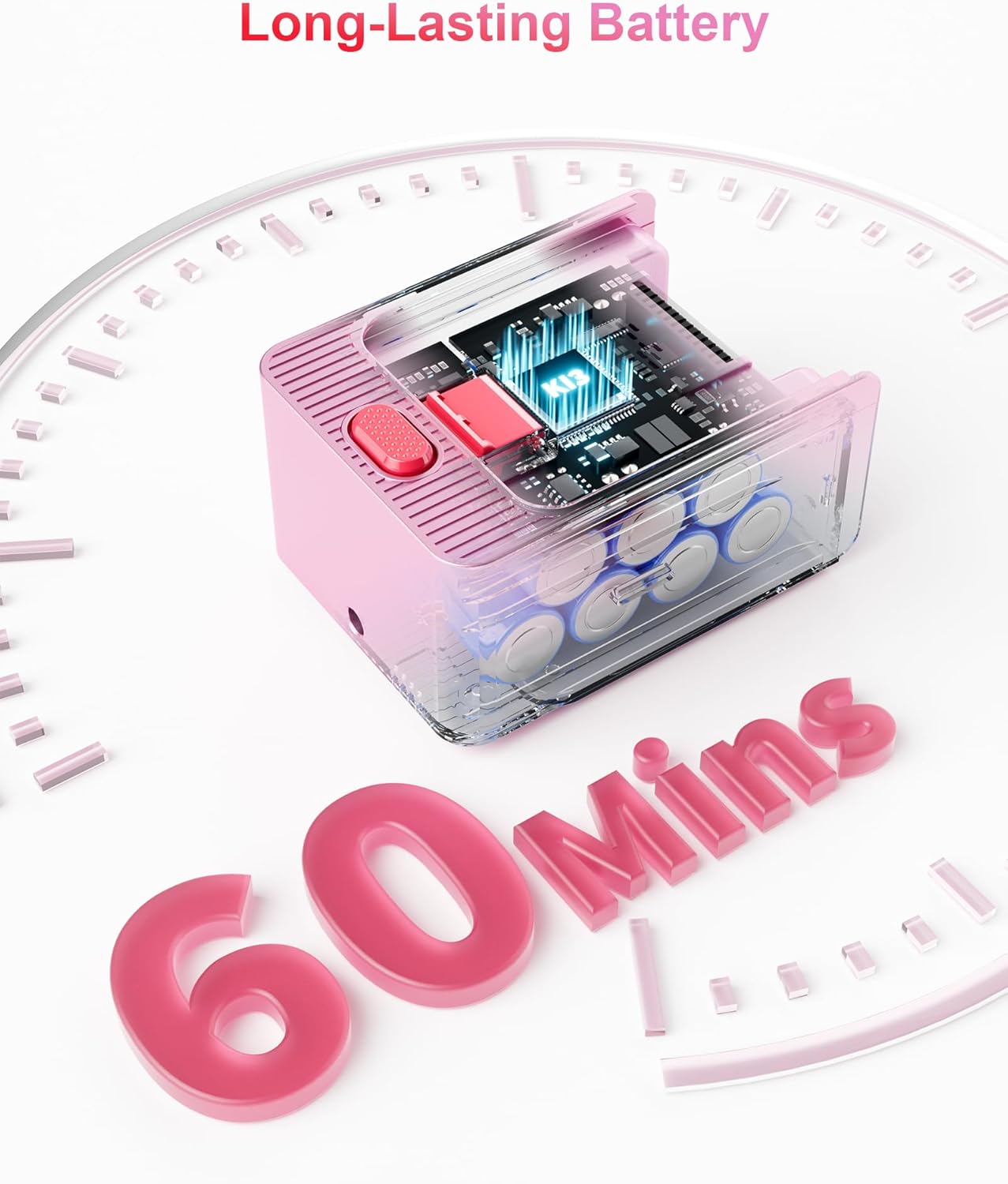 Pink Cordless Vacuum Cleaner, 45Kpa/550W/60 Mins Runtime Stick Vacuum with Self-Standing and Touch Screen, Anti-Tangle Wireless Vacumm, Vacuum Cleaners for Home/Pet Hair/Carpets/Floors