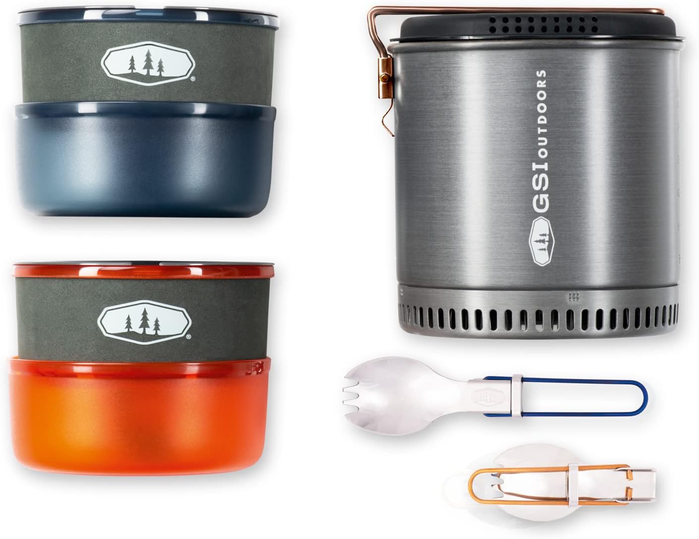 GSI Outdoors Halulite Dualist HS, 2-Person Ultralight Backpacking Cooking and Eating Set