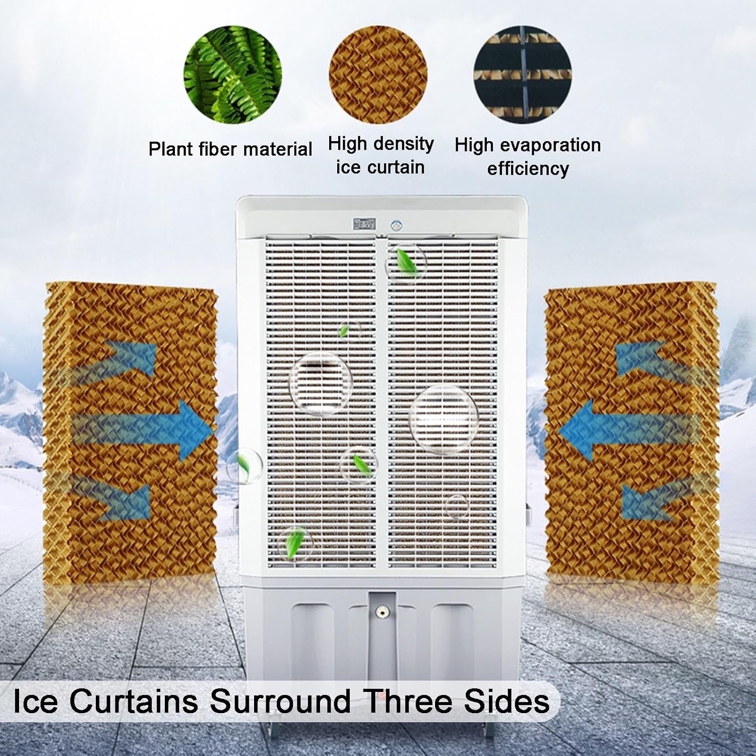 Evaporative Air Cooler, 4-IN-1 Portable Evaporative Cooler, Knob Control Air Conditioner Portable with 6.6 Gallon Water Tank, 90°Oscillation(Green)