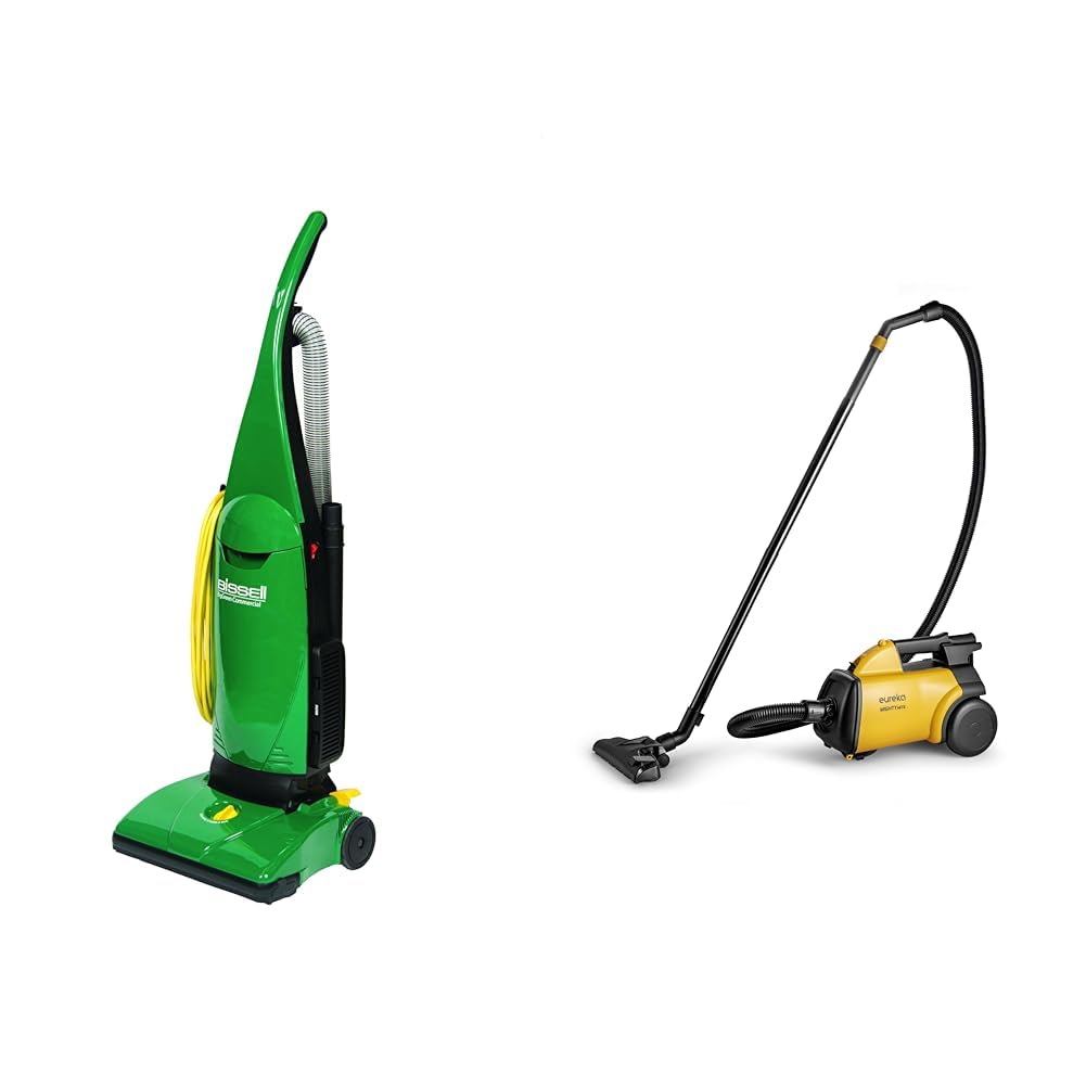 BISSELL BigGreen Commercial PowerForce Bagged Lightweight, Upright, Industrial, Vacuum Cleaner & Eureka 3670M Canister Cleaner, Lightweight Powerful Vacuum for Carpets and Hard floors, w/ 5bags