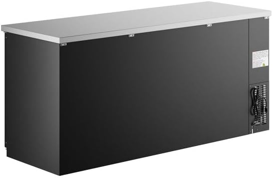 78-Inch Black Commercial Back Bar Refrigerator, 3 Glass Doors, LED Lighting, Counter Height, Stainless Steel Top, 25.8 Cu. Ft Storage for Beverages and Kegs