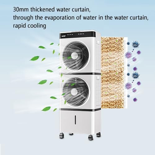 Mobile Air Conditioners, Portable Evaporative Air Cooler, Cooling Fan with Remote,12h Timer,14l Water Tank,3 Speeds, Personal Swamp Cooler for Room Office Garage Indoor Outdoor Use(95cm(37.4in))