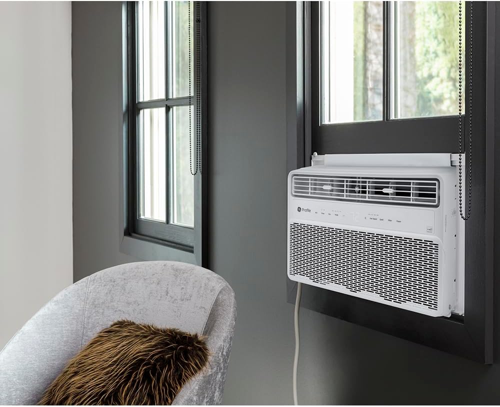 GE Profile Inverter Window Air Conditioner Unit 12,000 BTU with Energy Efficient AC Cooling up to 550 sq ft., Ultra Quiet, SMART Home Capable, Includes Remote and Install Kit, White