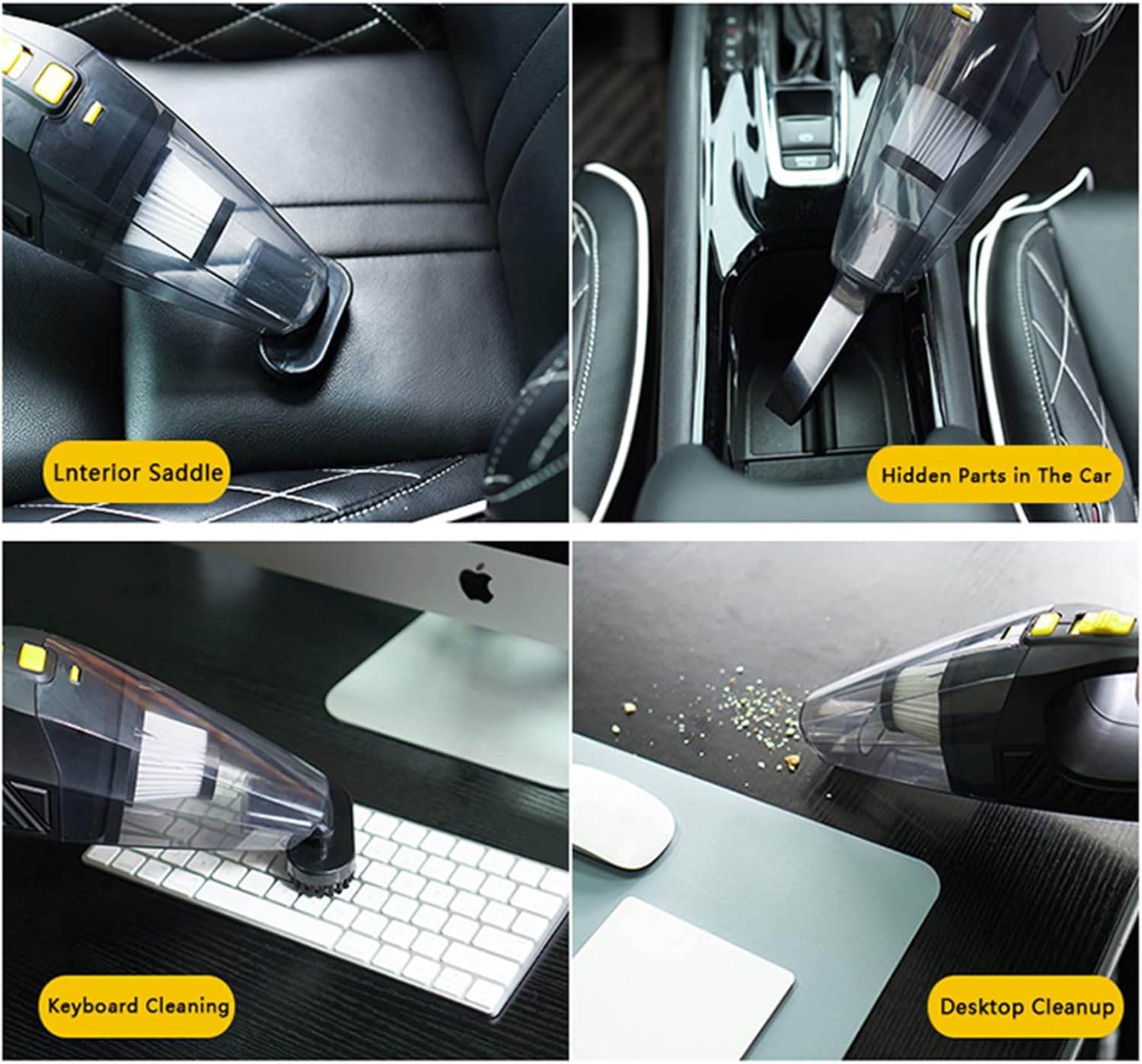 Portable Car Vacuum Cleaner High Power 9000PA Suction, 16Ft Corded Handheld Vacuum with Multi-Nozzles for Home, Pet Hair, Car Cleaning,Gray