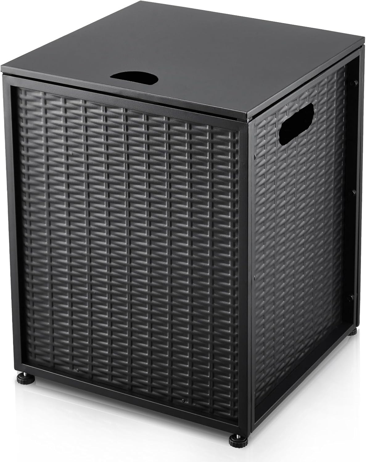 Propane Tank Cover Table, 16-inch Hideaway Table for Gas Fire Pits for 20 lbs Propane Tank Outdoor Gas Tank Storage Side Table for Gas Fire Pit Gas Grill Griddle Propane Stoves, Black