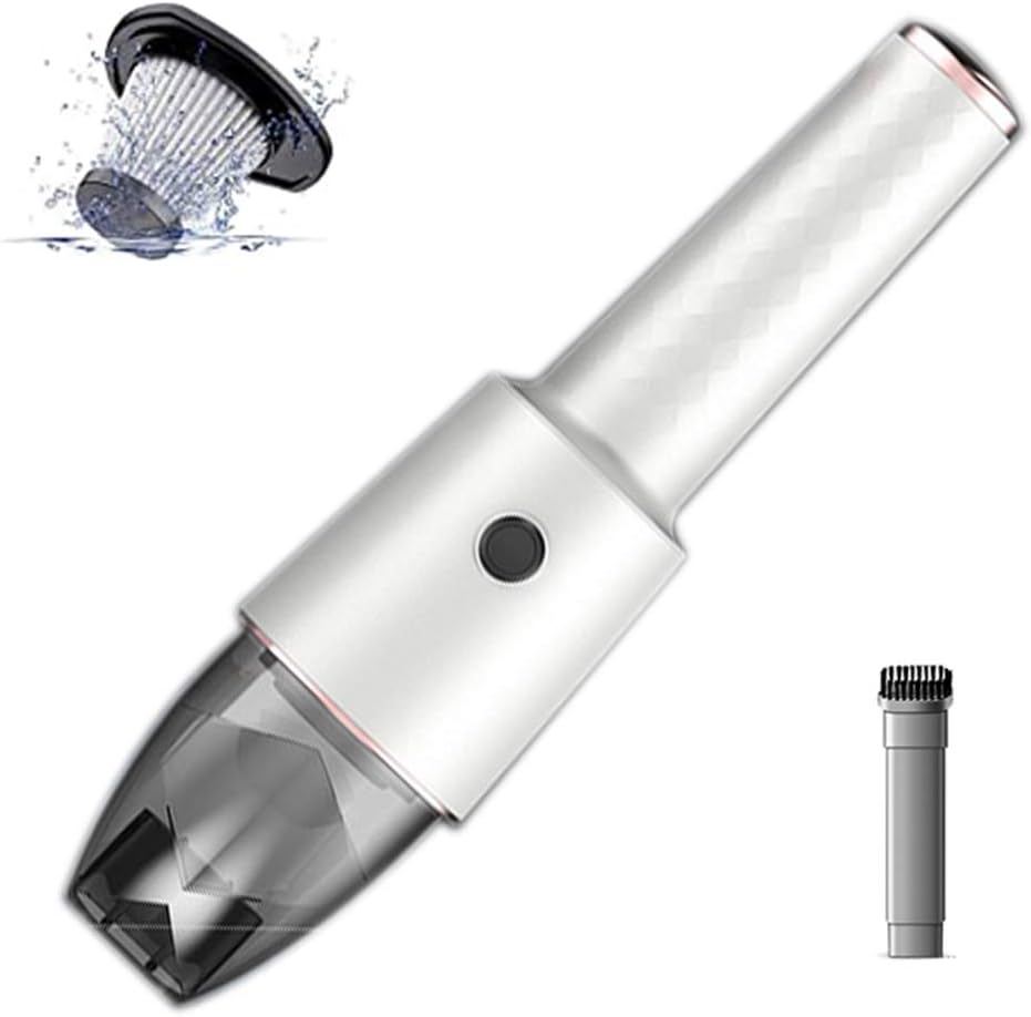 Cordless Handheld Vacuum Cleaner with 2 in 1 Brush Head and HEPA Filter, 6KPa Powerful Suction Handheld Vacuum for Pet Hair, Home and Car Cleaning,White (White)