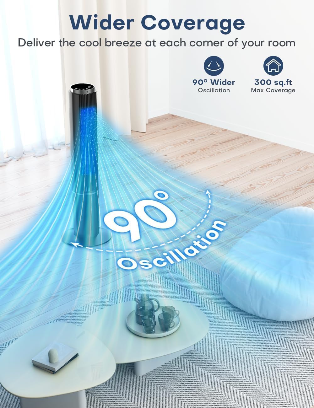 42 INCH Windowless Portable Air Conditioners w/4 Modes & 3 Speeds, 1-Gal Tank for 15H Cooling, 12H Timer, Swamp Cooler Air Conditioner No Window Needed, 90° Oscillating AC Unit for Bedroom