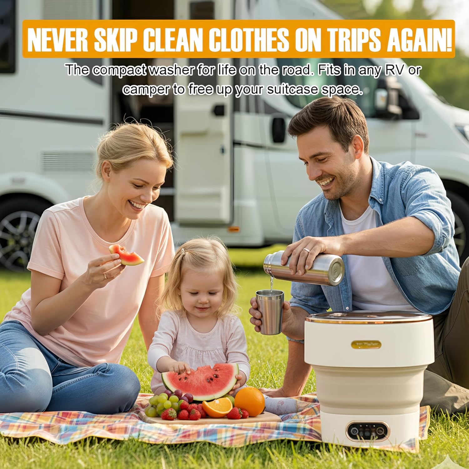 Portable Foldable Washing Machine, 13L Mini Washer with Spin Basket | For Socks, Underwear & Baby Clothes | Compact for Apartment, Dorm, Travel | Khaki