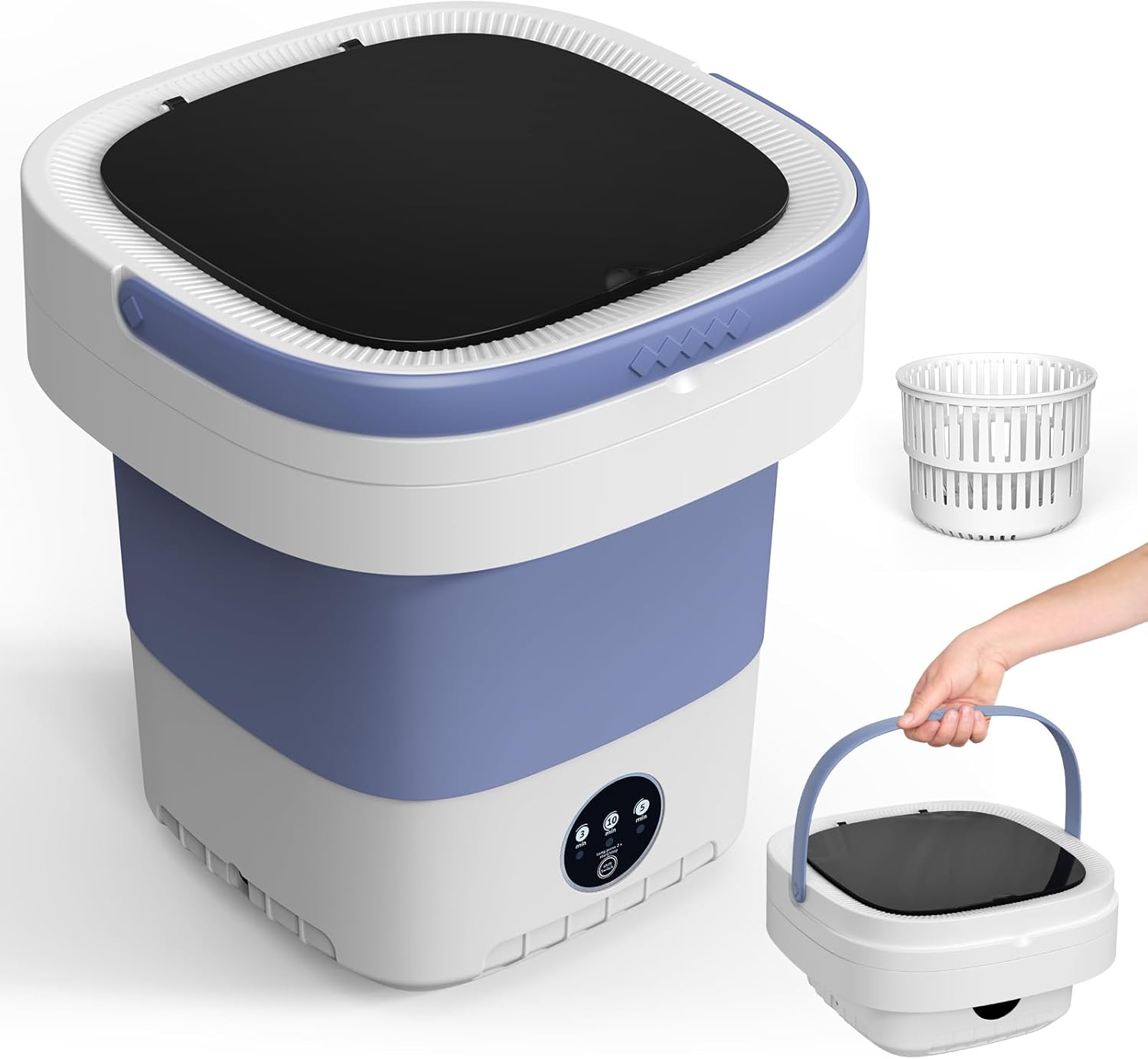 Portable Washing Machine, 12L Upgraded Mini Washing Machine With Spin Basket, Foldable Washer Cleaning for Underwear, Baby Clothes Socks and Small Items, Small Washer for Apartments, Dorm,RV (Purple)