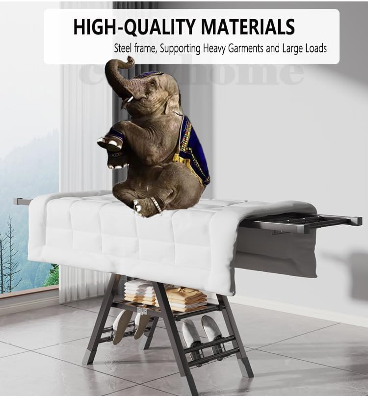 Clothes Drying Rack Foldable – Large Clothes Airer Drying Rack, Heavy Duty Metal Laundry Dryer Stand with Wheels, Extra-Thick Free-Standing Design Indoor & Outdoor Use, 71inchx17.7inch