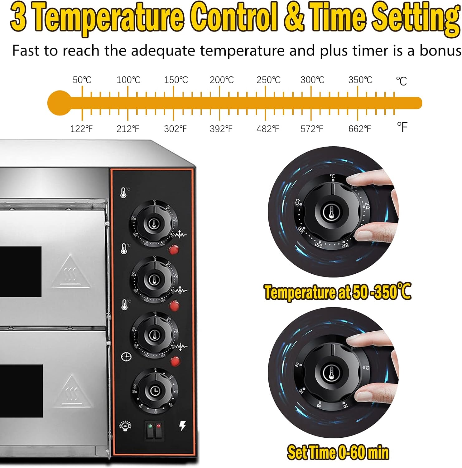 Shikha Commercial Pizza Oven 16 inch Pizza Double Deck 3000W 110V Electric Oven Multipurpose Toaster Bake Broiler 40L Capacity Stainless Steel for Restaurant Home Pizza Pretzels Baked Roast Yakitori