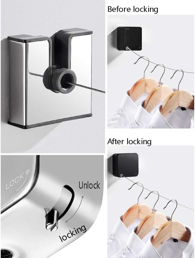 Laundry Rack, Wall Mounted Airer Can Bear 25Kg Balcony Stainless Steel Dryer Retractable Clothes Drying Rope Washing Line 350cm Drying Space