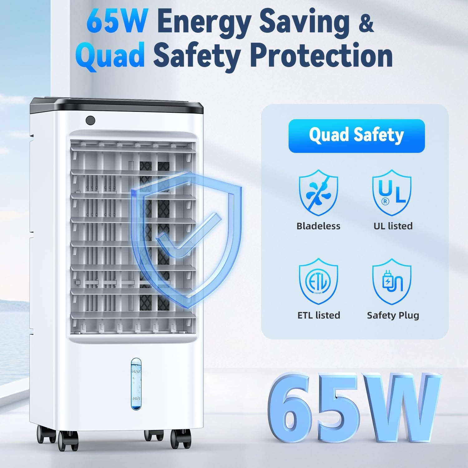 FANCOLE 25-INCH Evaporative Air Cooler, Swamp Cooler Air Conditioner