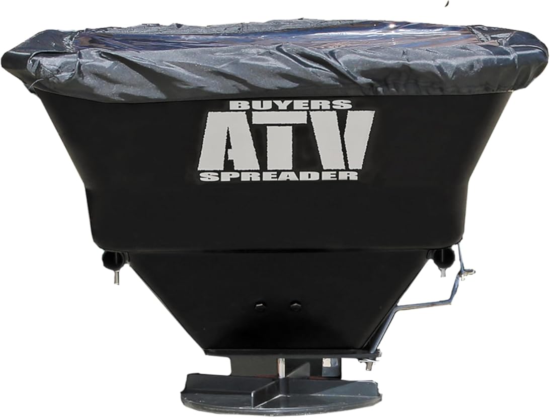 Buyers Products ATVS100 ATV Broadcast Spreader – 100 lb Capacity, Poly Hopper, 12V Motor, Rain Cover Included – Seed, Fertilizer, Salt & Feed Spreader for ATV Accessories