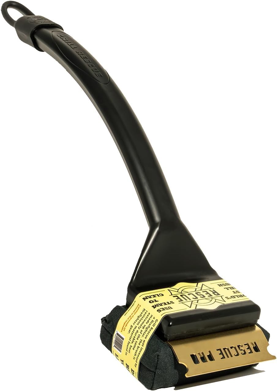 Grill Rescue BBQ Replaceable Scraper Cleaning Head, [Rescue-Upgraded], Bristle Free Grill Brush, Durable and Unique Scraper Tools for Cast Iron or Stainless-Steel Grates, Barbecue Cleaner (Rescue Pro)
