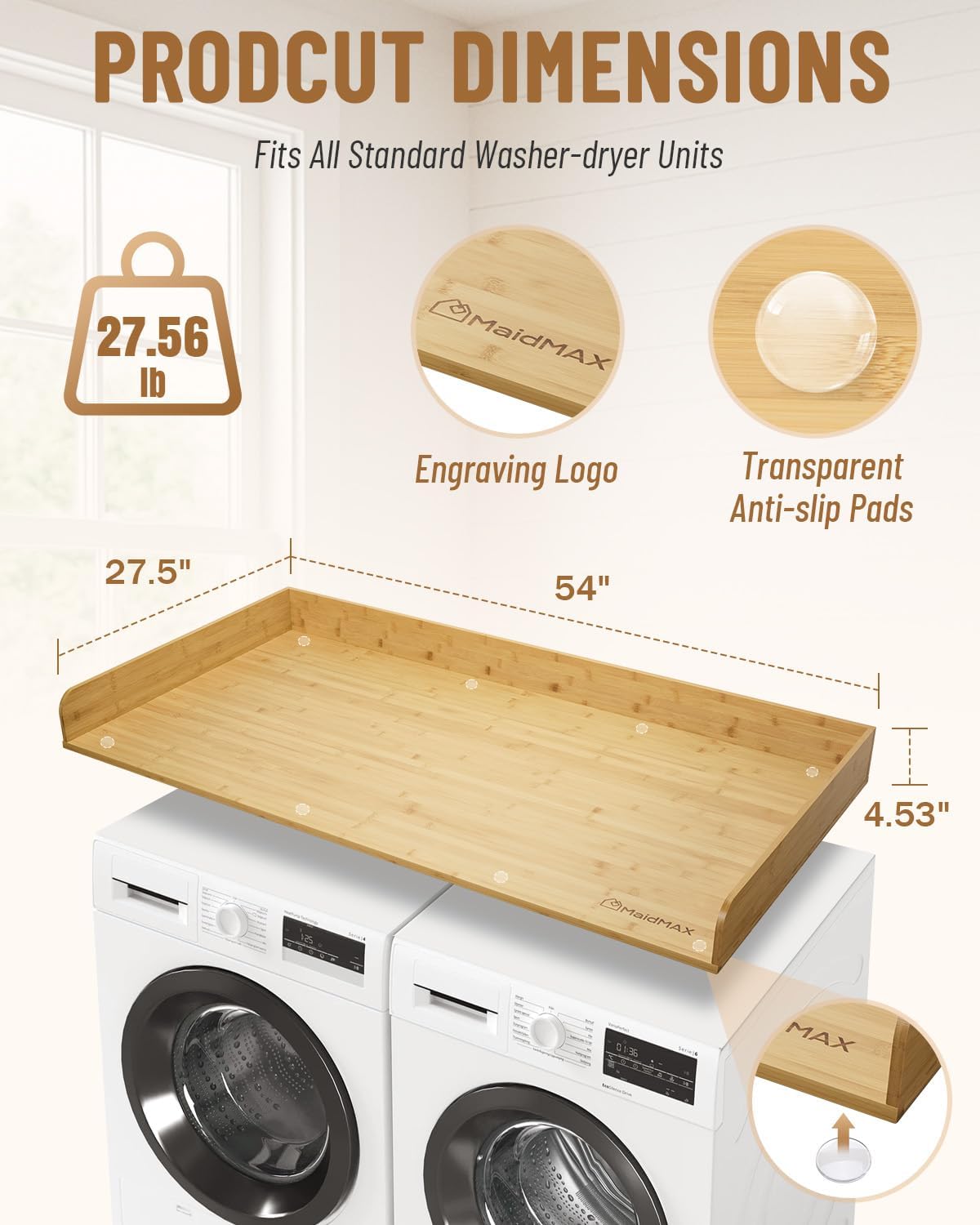 MaidMAX Washer Dryer Countertop, 54