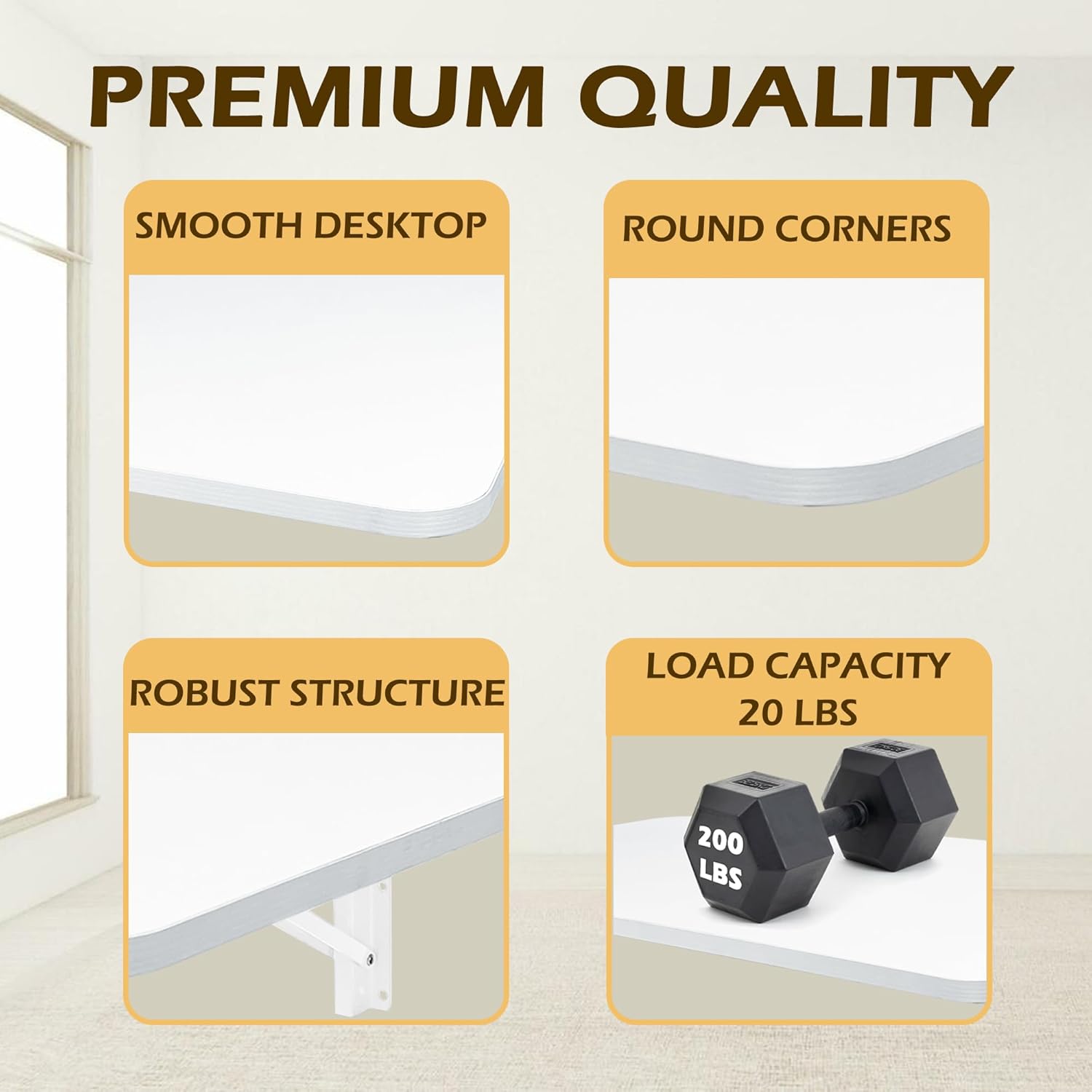 Laundry Folding Table, 40'' x 20'' Wooden Wall Mount Desk, Laundry Table for Folding Clothes, White, 40'' Length