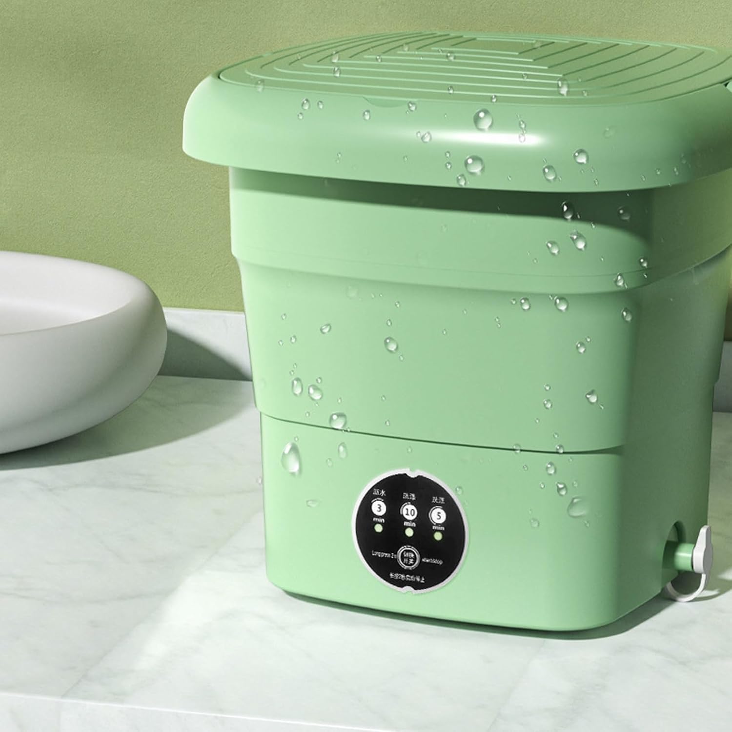 Portable Washing Machine, Collapsible Mini Washing Machine, Compact Baby Clothes, Underwear or Small Items Washing Machine, Apartment, Dorm, Camping, Rv Travel Laundry - Gift Choice, Green, Yellow, Pu