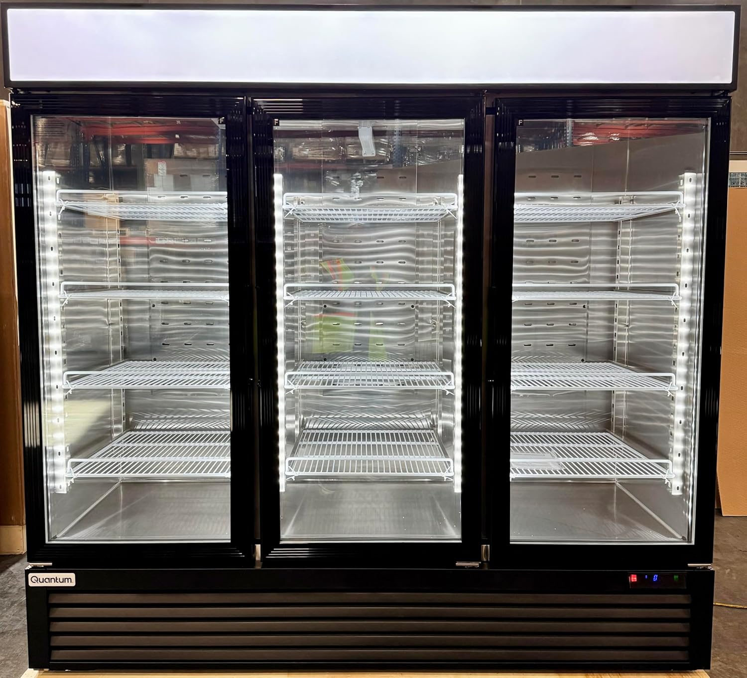 Quantum 3 Glass Door Commercial Merchandiser Refrigerator - Upright Reach In Beverage Cooler - Display Refrigerator - 69 Cu. Ft.