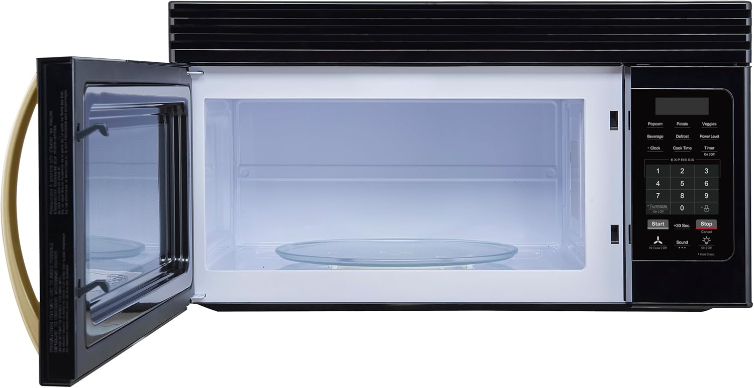 FORNO Scalo 30-Inch Over-the-Range Microwave, 1.6 cu.ft – White Finish with Antique Brass Accents – 300 CFM Ventilation, Touch Control Panel, LED Interior Lighting – FOTR3007-30BLK